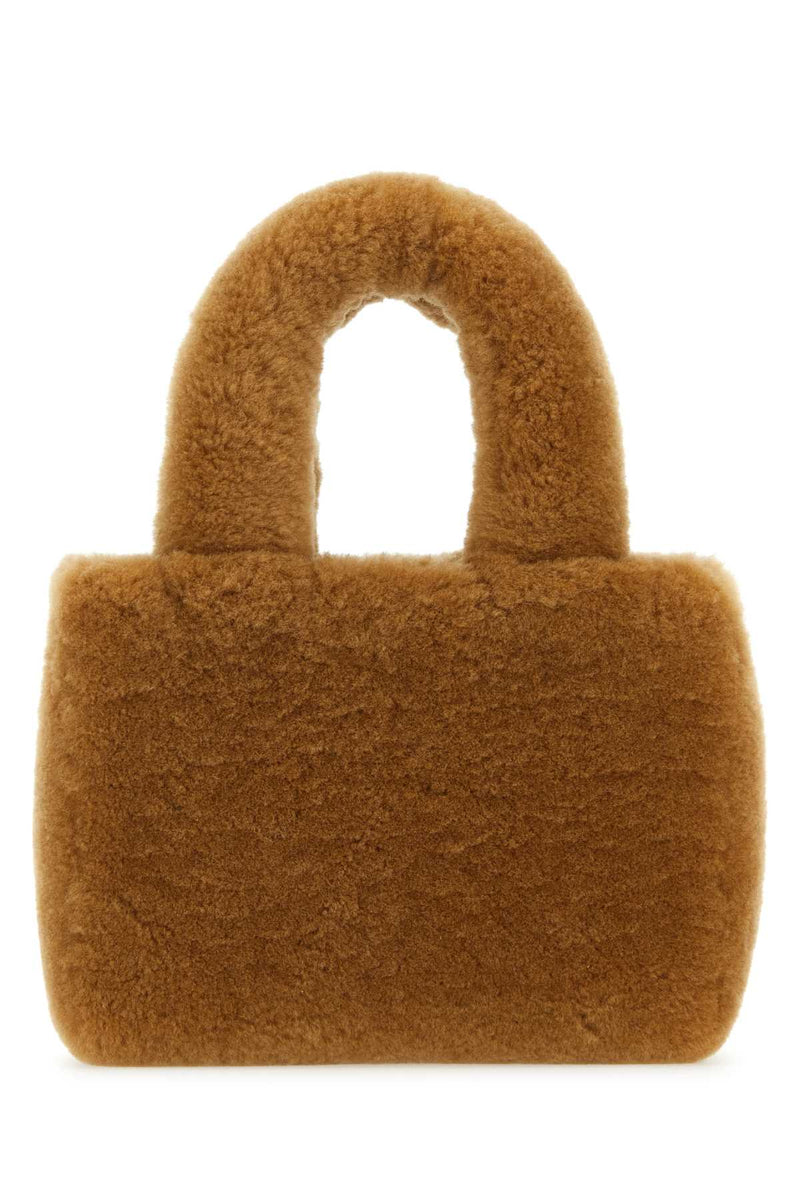 Amina Muaddi Mano Top Handle Bag — Camel