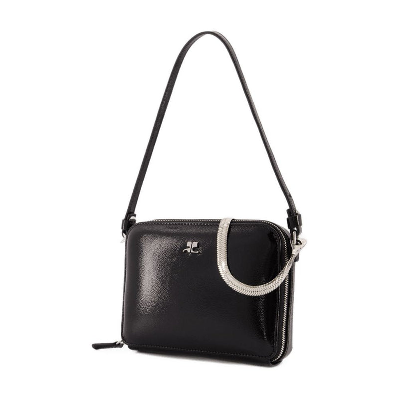 Courrèges Shoulder Bag — Black Leather