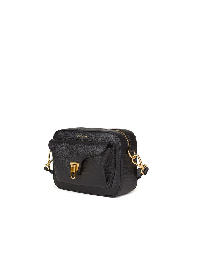 Coccinelle Shoulder Bag — Black Cowhide | Ribbon: Polyester