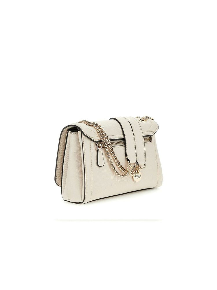 Guess Chain-Strap Crossbody Bag — Beige Polyurethane