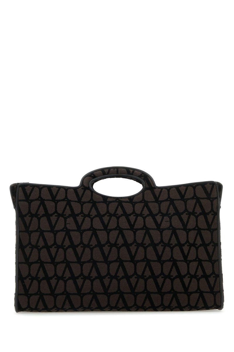 Valentino Garavani Monogram Jacquard Top Handle Bag — Black Viscose Cotton Polyester Hand