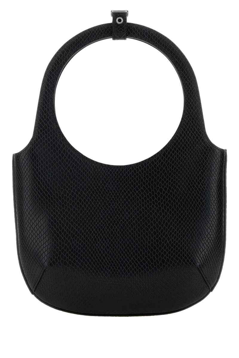 Courreges Textured Leather Shoulder Bag — Black