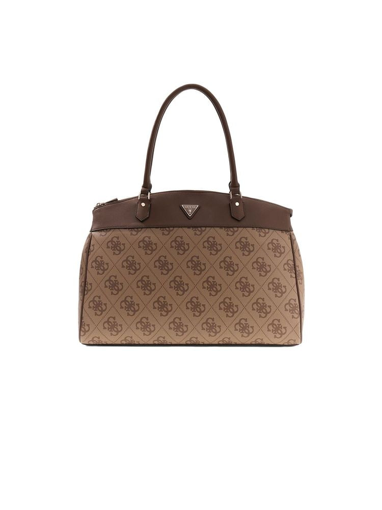 Guess Monogram Jacquard Tote Bag — Brown Polyurethane