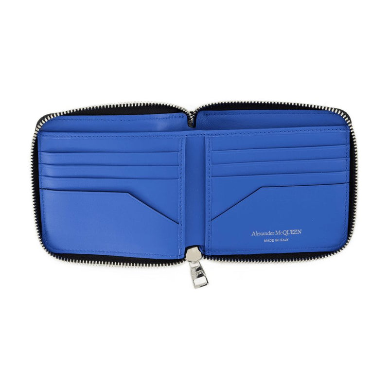 Alexander Mcqueen Zip Around Calfskin Wallet — Black