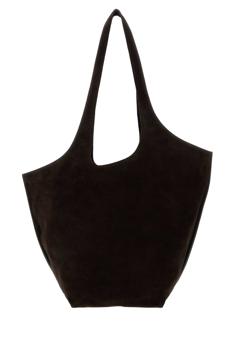 The Attico Scoop Shoulder Bag — Brown Exterior: Suede