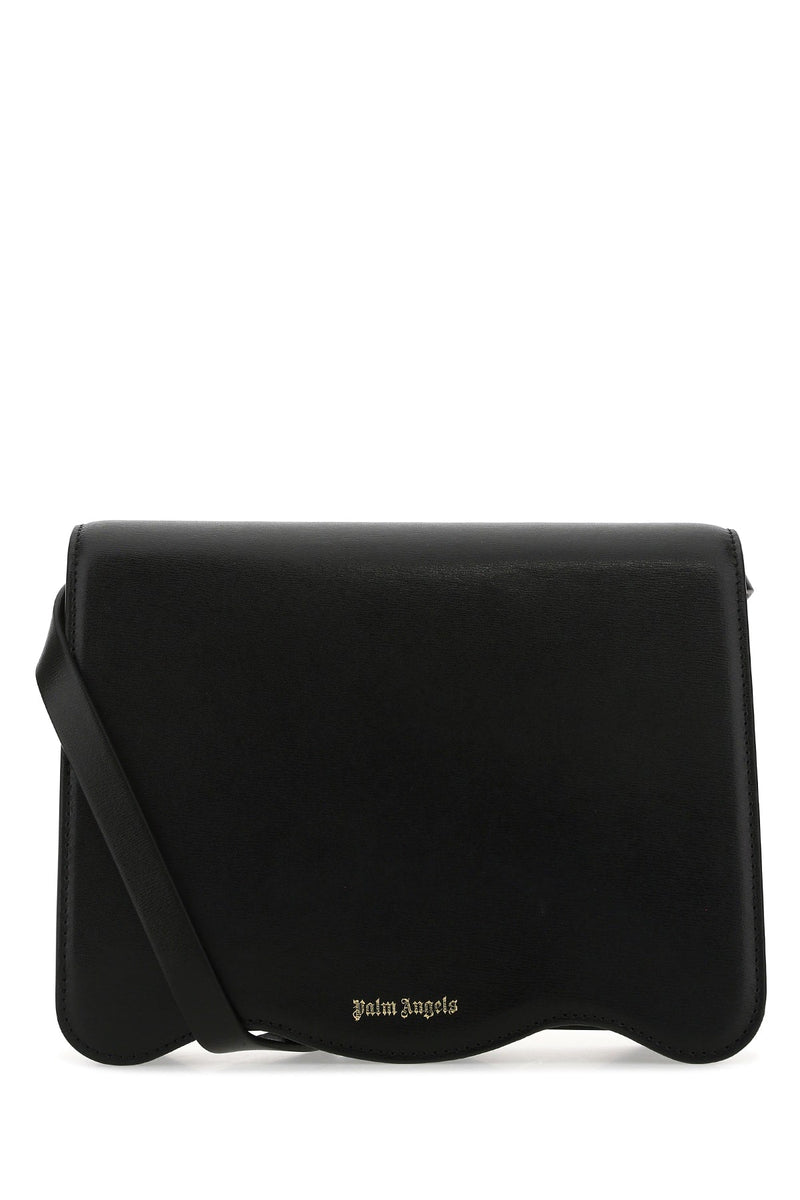 Palm Angels Palm-Emblem Leather Shoulder Bag — Black