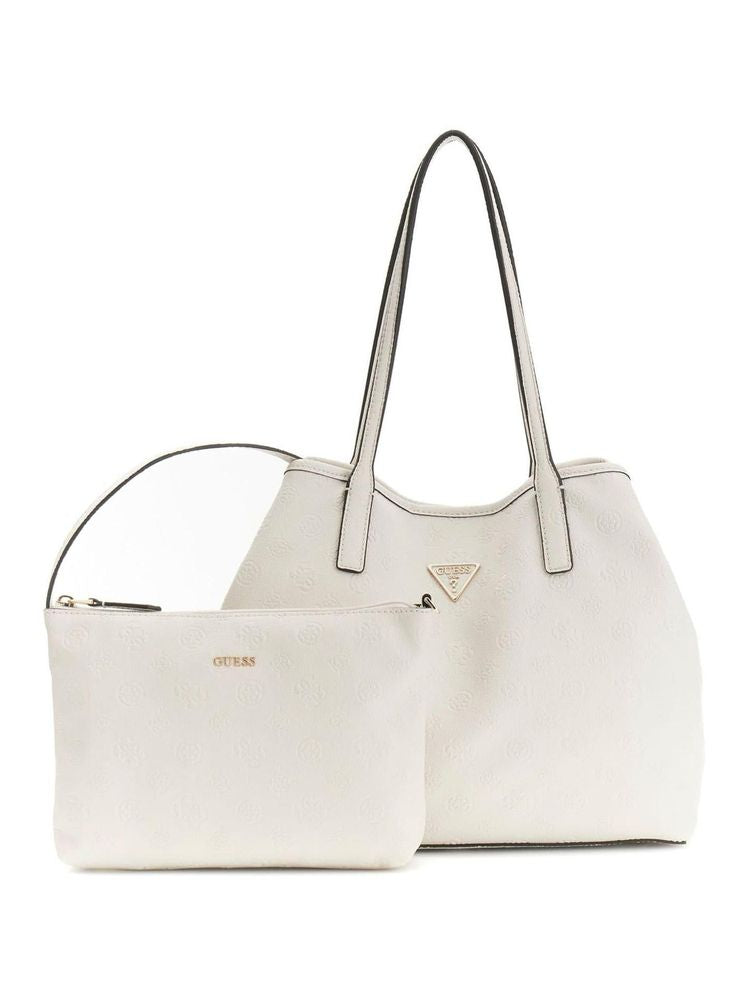 Guess Embossed Monogram Tote Bag — Beige Polyurethane