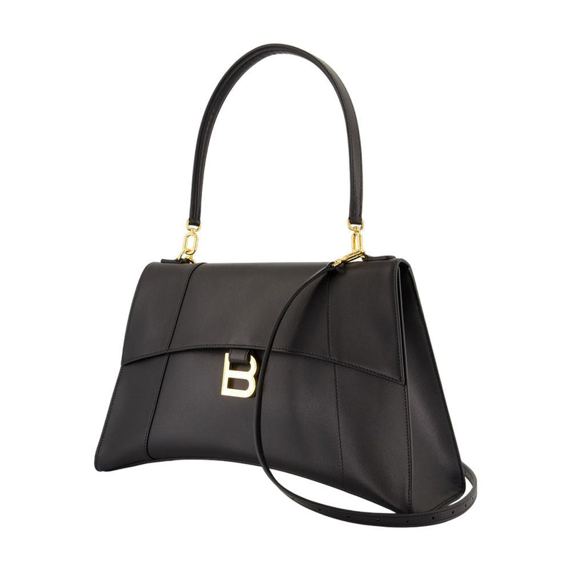Balenciaga Hourglass Top Handle Bag — Black Calfskin