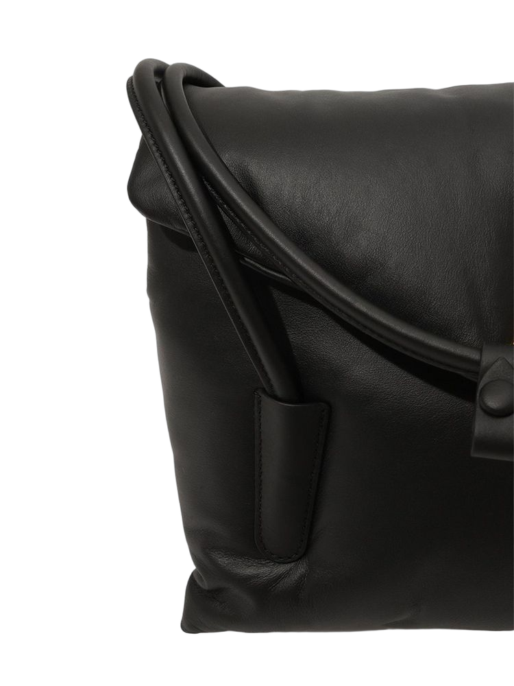 Coccinelle Puffy Smooth Leather Shoulder Bag — Black Cow