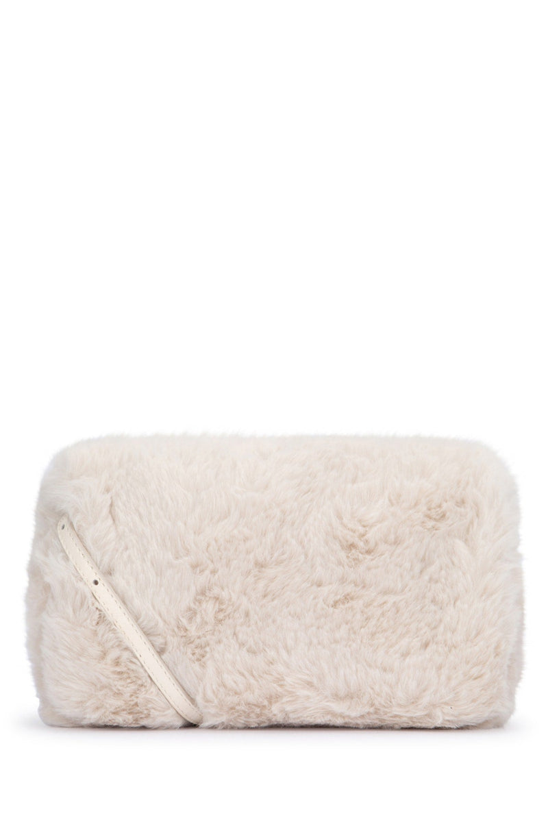 Roger Vivier Quilted Faux Fur Shoulder Bag — Beige Pl Fus