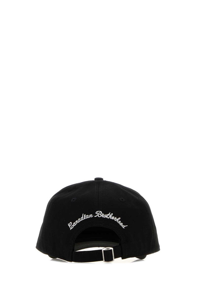 Dsquared2 Bcm097605c00001 Logo-Embroidered Cotton Baseball Cap — Black Exterior: Caps