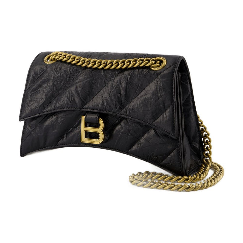 Balenciaga Crush Chain Shoulder Bag — Black Calfskin