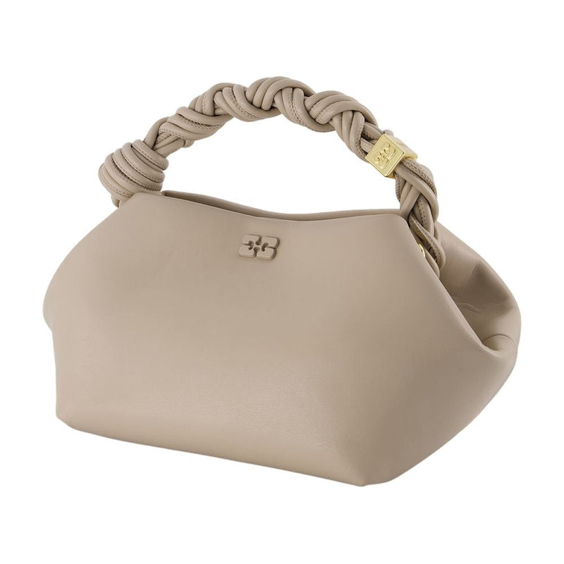 Ganni Twisted Knot Handle Shoulder Bag — Beige Synthetic