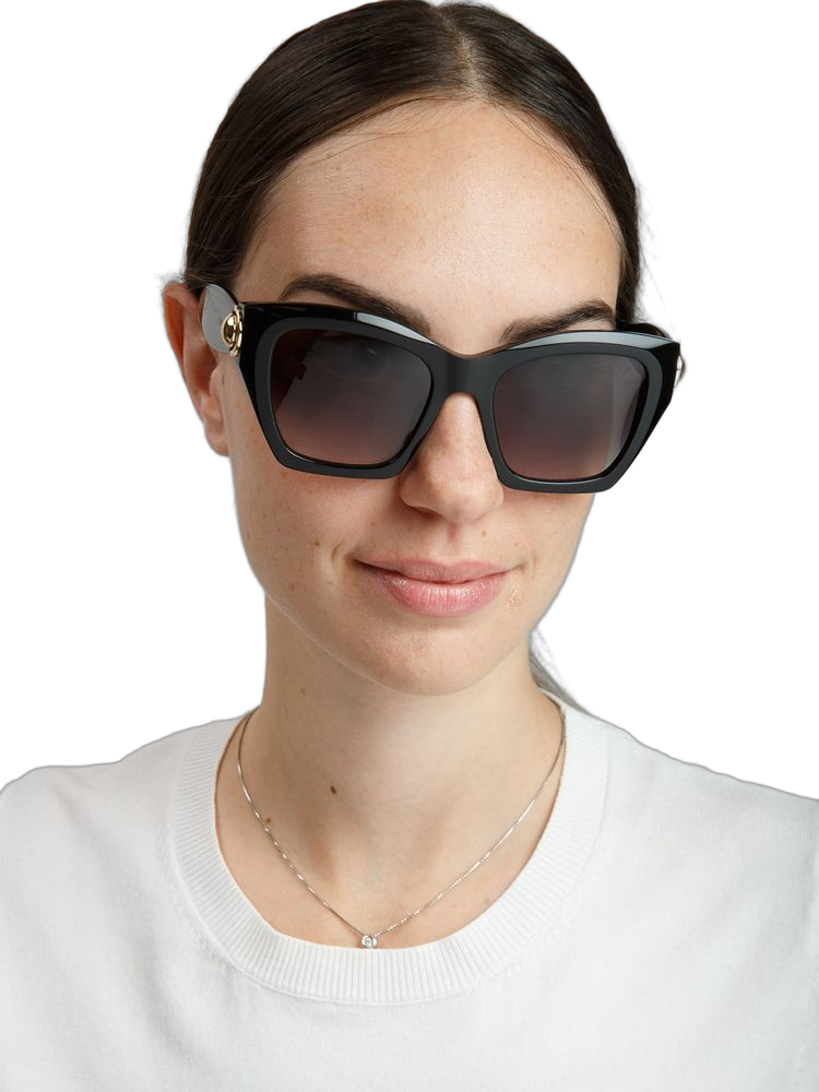 Furla Sfu979 Glossy Black Acetate Sunglasses —