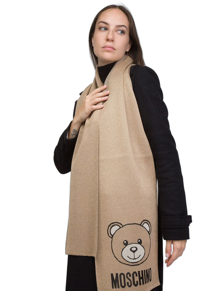 Moschino Logo-Embroidered Viscose Scarf — Brown Viscosa Scarfs