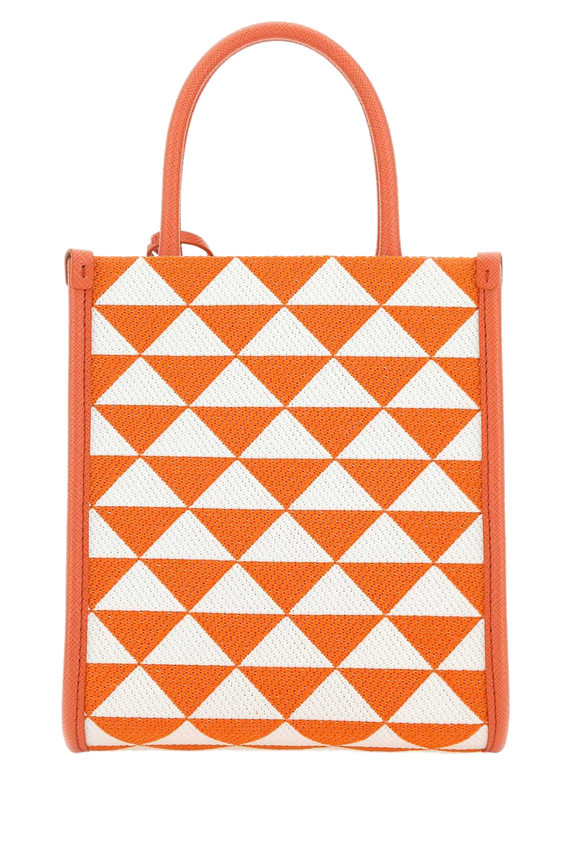 Prada Quilted Geometric Jacquard Top Handle Bag — Orange Pl-calf Leather