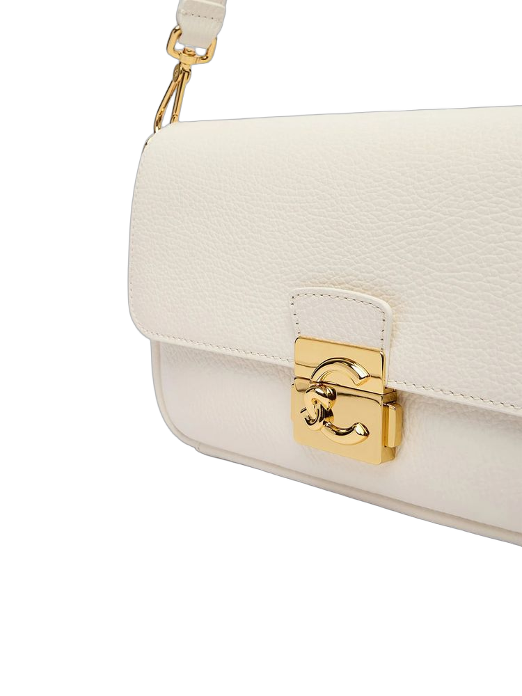Coccinelle C-Me Lock Shoulder Bag — White Cowhide
