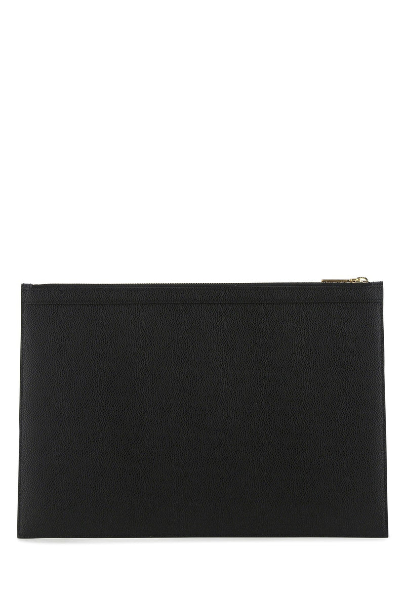Thom Browne Calf Full Grain Leather Wallet — Black Self