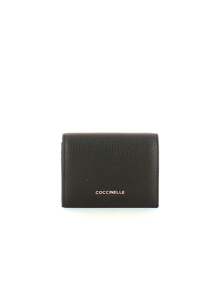 Coccinelle Grained Leather Card Case — Black Cowhide Cases