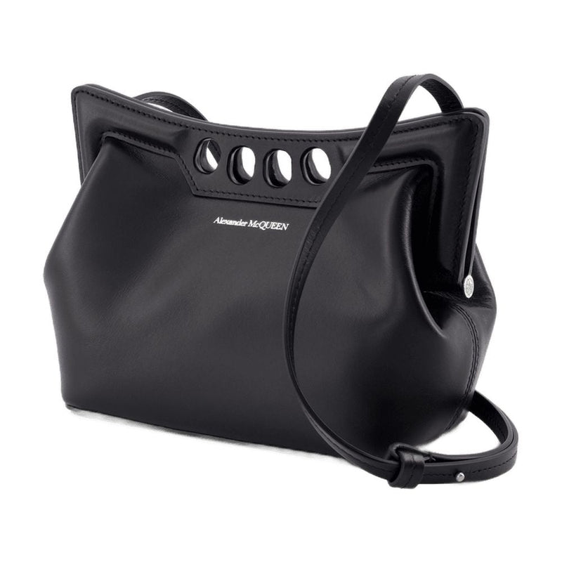 Alexander Mcqueen The Mini Peak Crossbody Bag — Black Calfskin