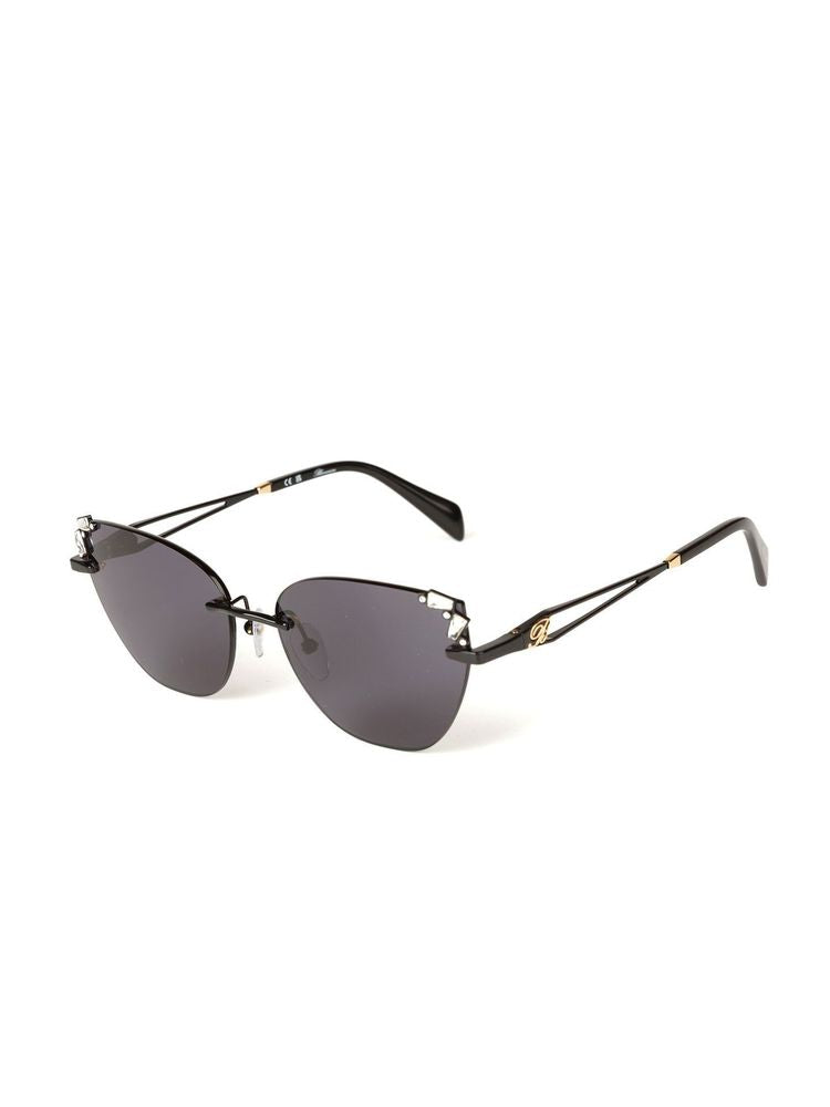 Blumarine Sbm230s Metal Round-Frame Sunglasses — Black