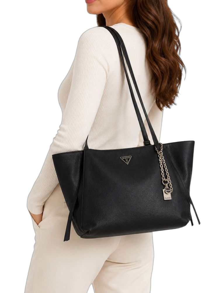 Guess Devon Tote Bag — Black Polyurethane