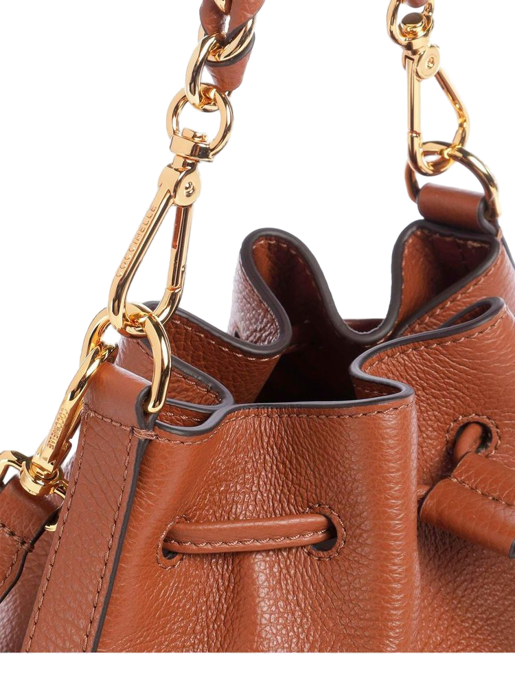 Coccinelle Grained Cowhide Bucket Bag Cognac