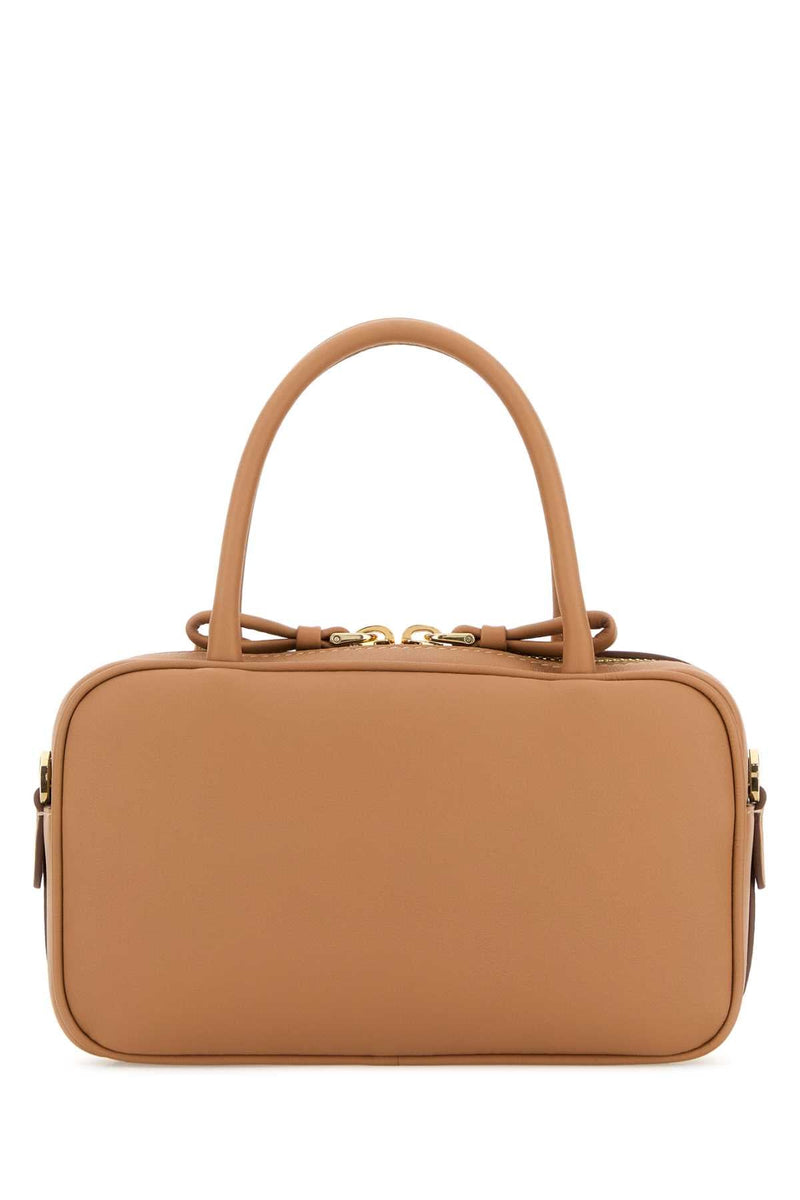 Prada Leather Top Handle Bag — Tan