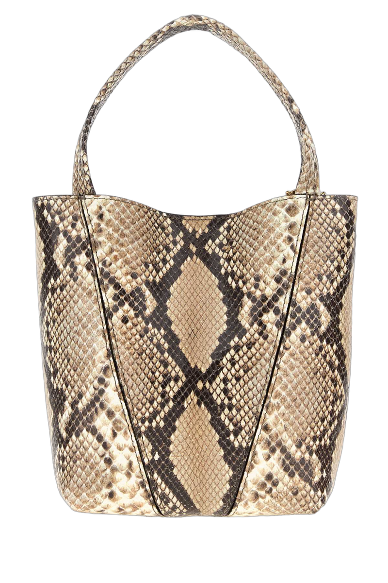 Chloé Python-Print Leather Shoulder Bag — Beige