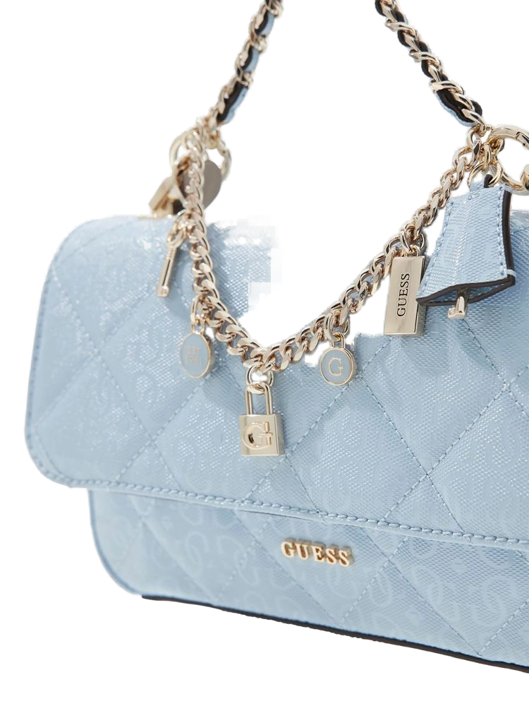 Guess Quilted Polyurethane Crossbody Bag — Blue