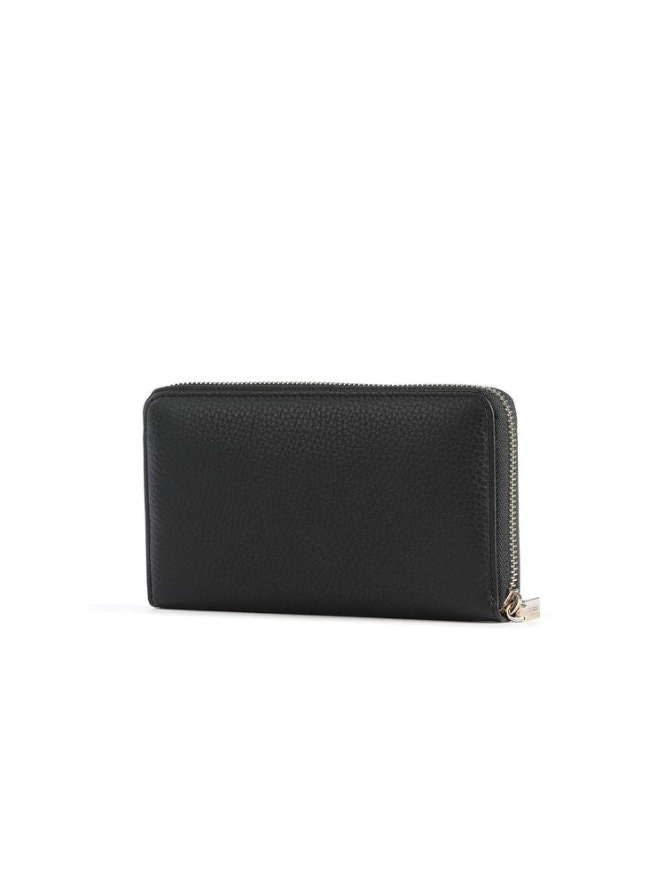 Coccinelle Grained Leather Wallet — Black Cowhide