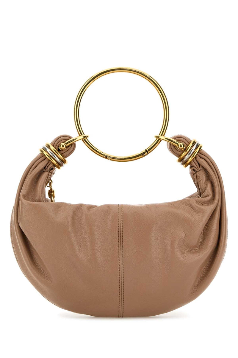 Chloé Leather Hobo Shoulder Bag — Beige