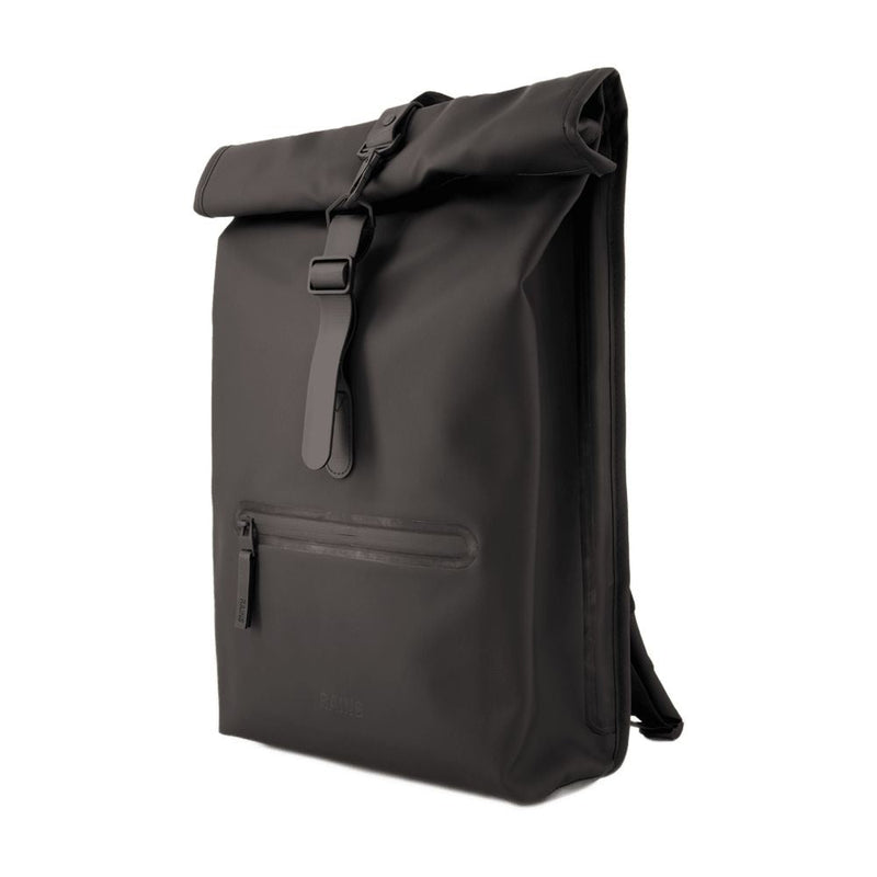Rains Roll-Top Rucksack Backpack — Black Synthetic