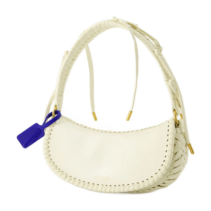 Off-White Edge Weaving Calfskin Shoulder Bag — Beige