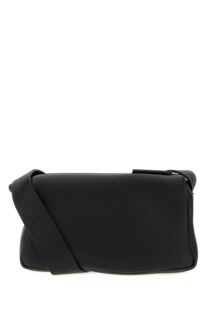 Max Mara Leather Crossbody Shoulder Bag — Black