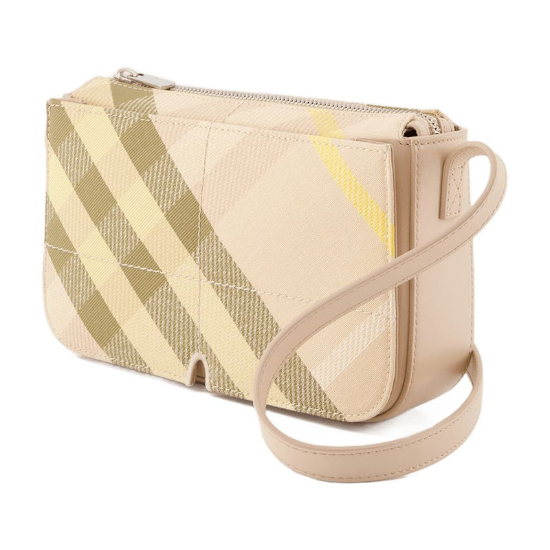 Burberry Check Pattern Crossbody Bag — Beige Synthetic