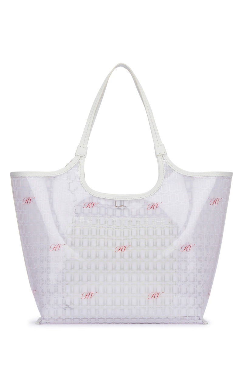 Roger Vivier Logo-Jacquard Mesh Tote Bag — White