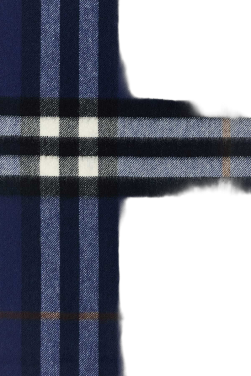 Burberry Striped Cashmere Scarf — Navy Exterior: Scarfs