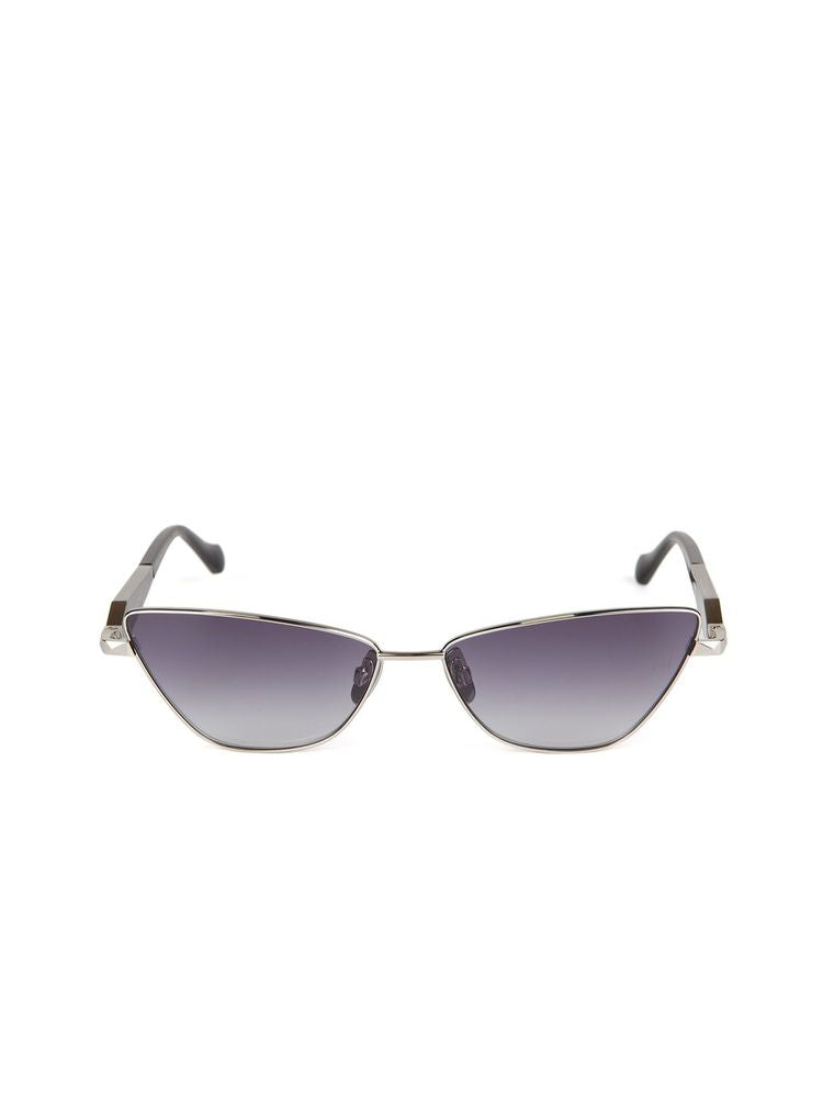 Ana Hickmann Ah3347 Gradient Lens Cat-Eye Sunglasses — Silver Metal