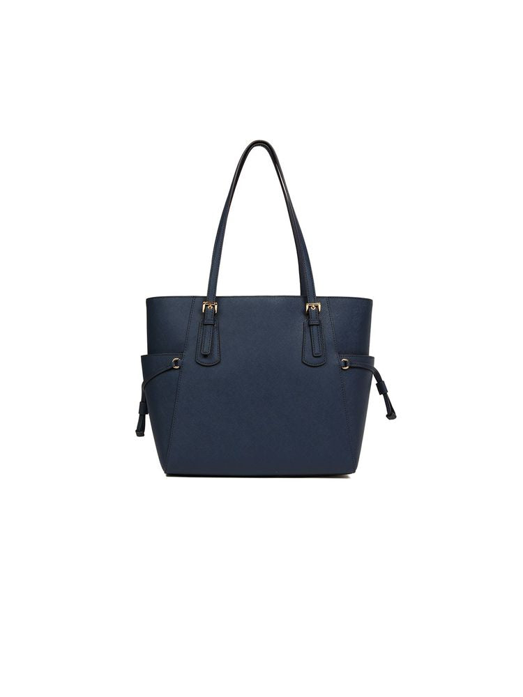 Michael Kors Structured Leather Tote Bag — Navy