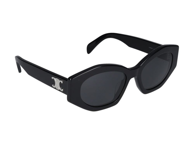 Celine Cl40238u Logo-Embellished Oval Sunglasses — Black Standard