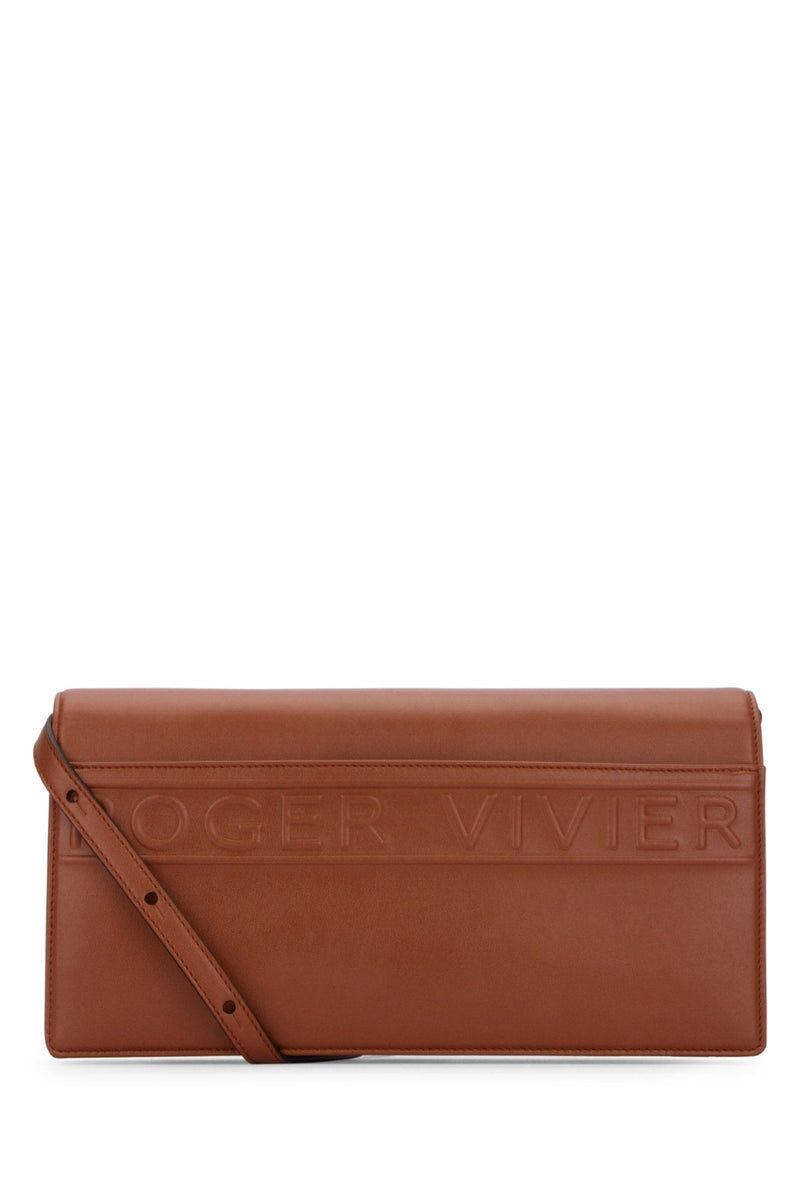 Roger Vivier Leather Structured Shoulder Bag — Brown