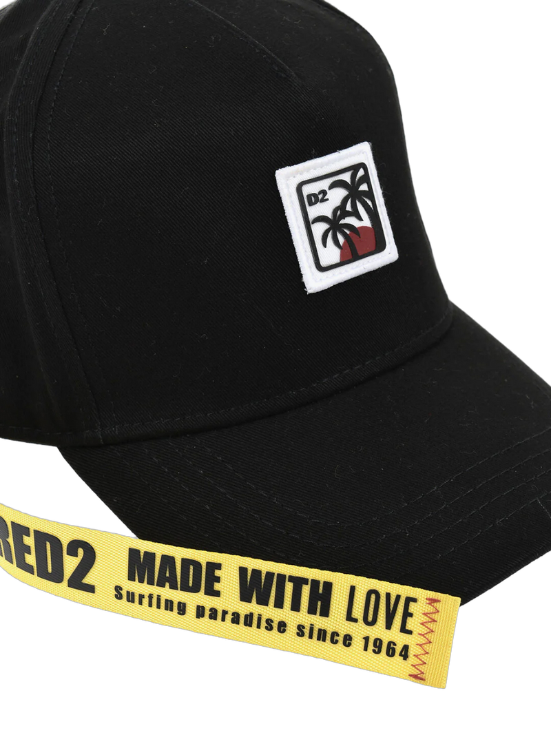 Dsquared2 Bcm064205c000012124 Logo-Strap Baseball Cap — Black Cotton Caps