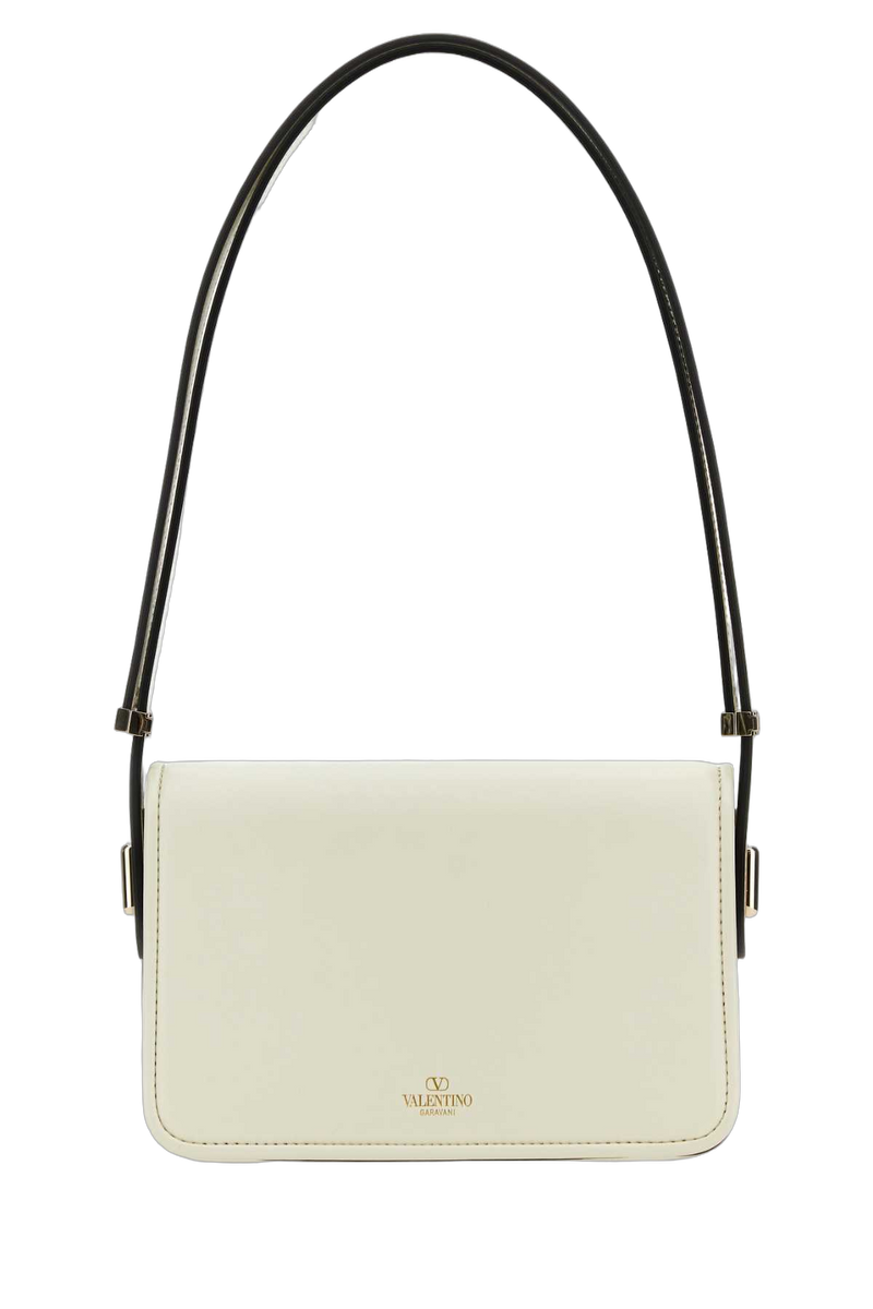 Valentino Garavani Vlogo Metal Closure Shoulder Bag — White