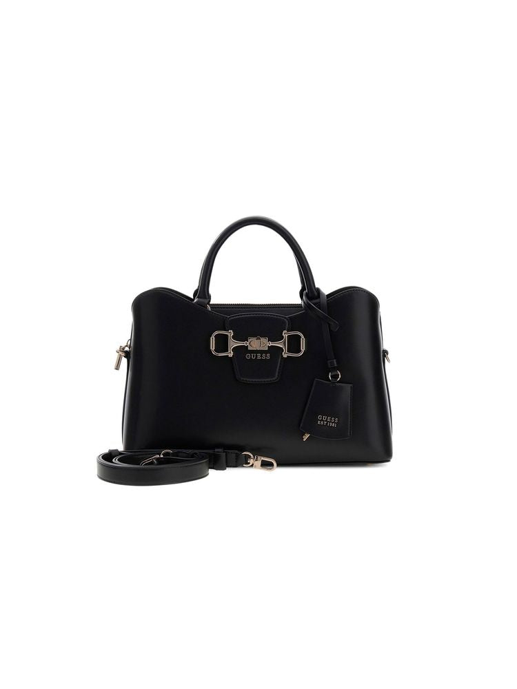 Guess Structured Satchel Shoulder Bag — Black Polyurethane