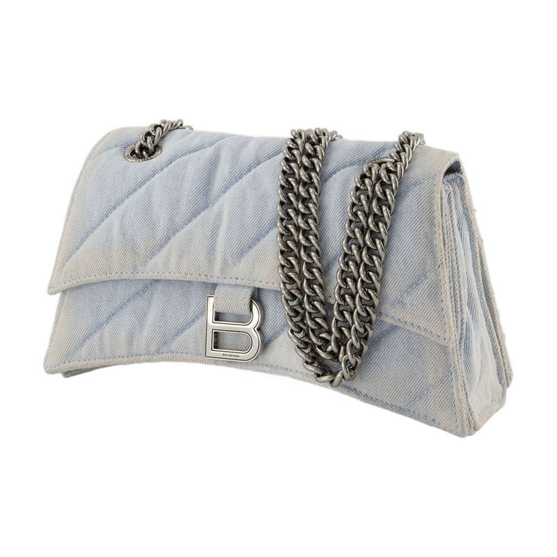 Balenciaga Quilted Denim Cotton Hobo Bag — Blue