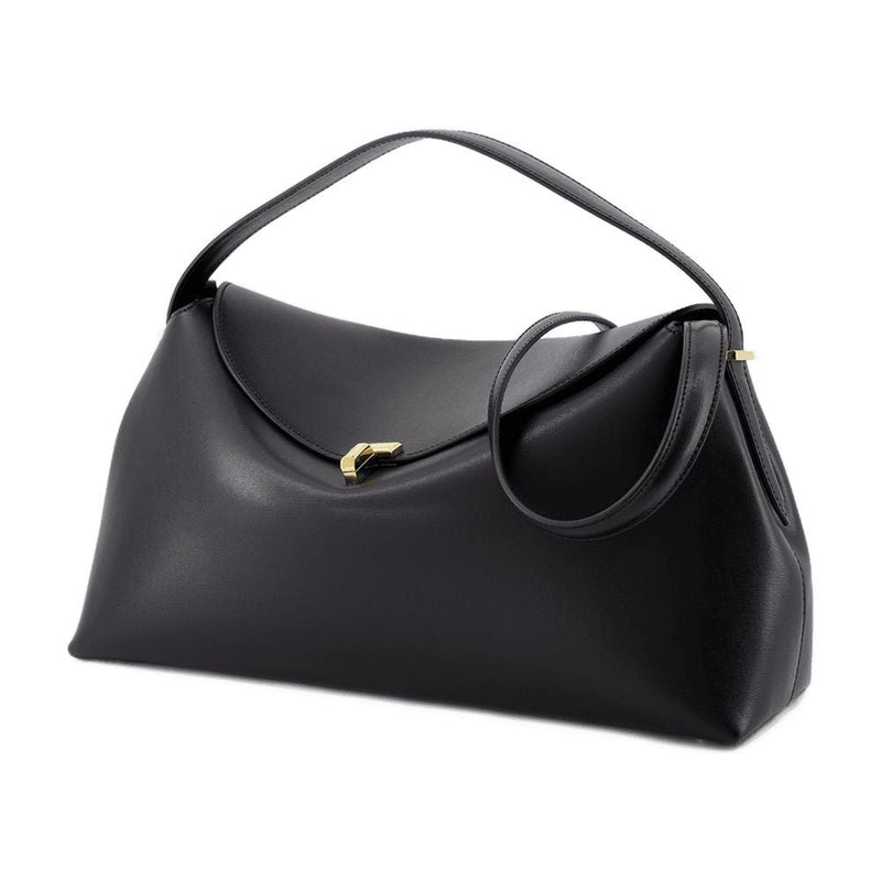 Toteme T Lock Top Handle Bag — Black Cowhide