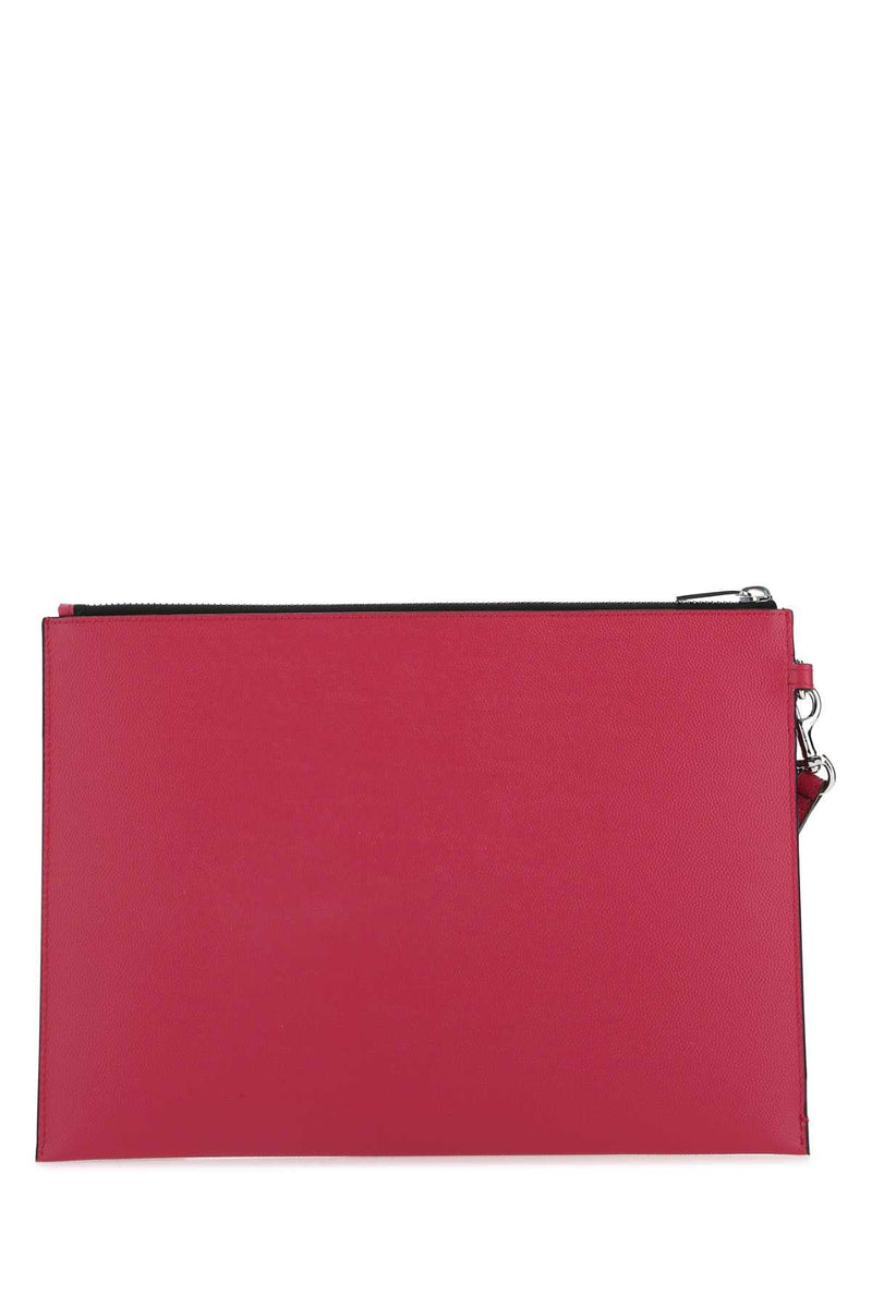 Saint Laurent Textured Leather Clutch — Pink Wallet