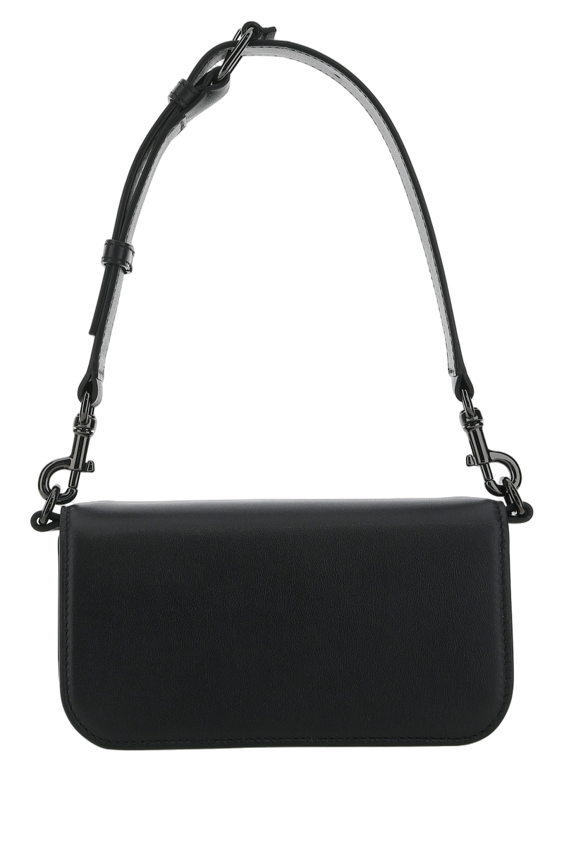 Valentino Garavani Vlogo Hardware Calf Leather Shoulder Bag — Black - Bos Taurus