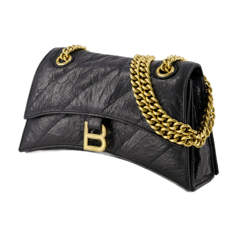 Balenciaga Crush Chain Crossbody Bag — Black Calfskin